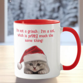 Funny Sarcastic Shorthair Cat Santa Hat Mugg