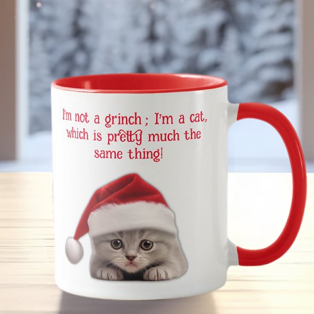 Funny Sarcastic Shorthair Cat Santa Hat Mugg (Skapare uppladdad)