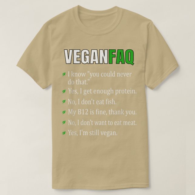 Funny Sarcastic Vegan FAQ Funny Vegan Vegetarian T Shirt (Design framsida)