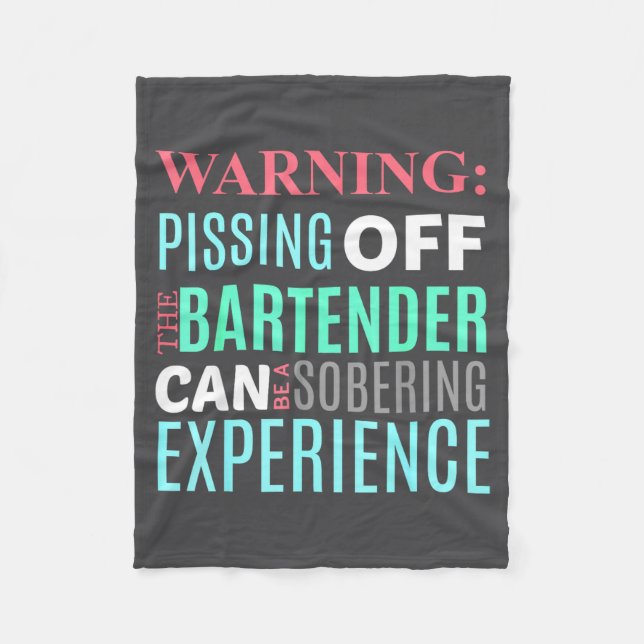 Funny Sarcastic Warning Don't Off Bartender Pun  Fleecefilt (Framsidan)