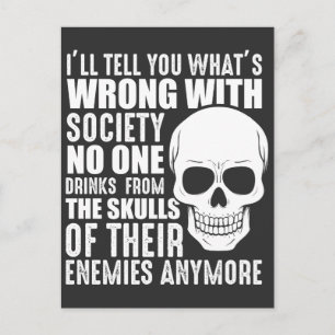 Funny Sarcastic Wrong Society Skull Enemy Blood Vykort