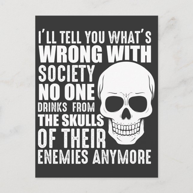 Funny Sarcastic Wrong Society Skull Enemy Blood Vykort (Framsida)