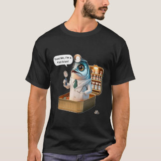  Funny Sardine Doctor Fish-ician Cartoon Pun Art T Shirt