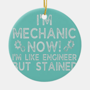 Funny Sarkastic Mechanic Ord for Garage Auto Julgransprydnad Keramik