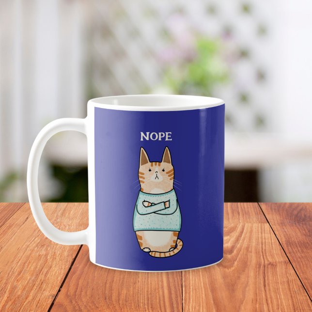 Funny Sarkastic Orange Cat Nope Kaffemugg (Skapare uppladdad)