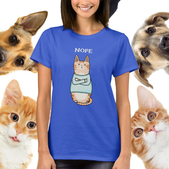 Funny Sarkastic Orange Cat Nope T Shirt (Skapare uppladdad)