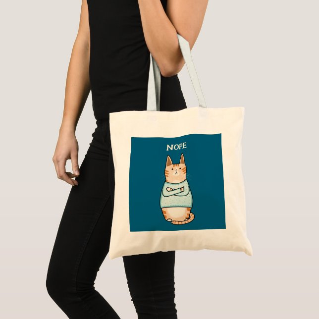 Funny Sarkastic Orange Cat Nope Tygkasse (Framsida (produkt))
