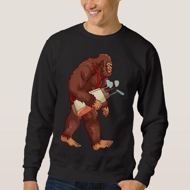 Funny Sasquatch Älskare Golf Gift Bigfoot Golfer G Lång Ärmad Tröja (Framsida)