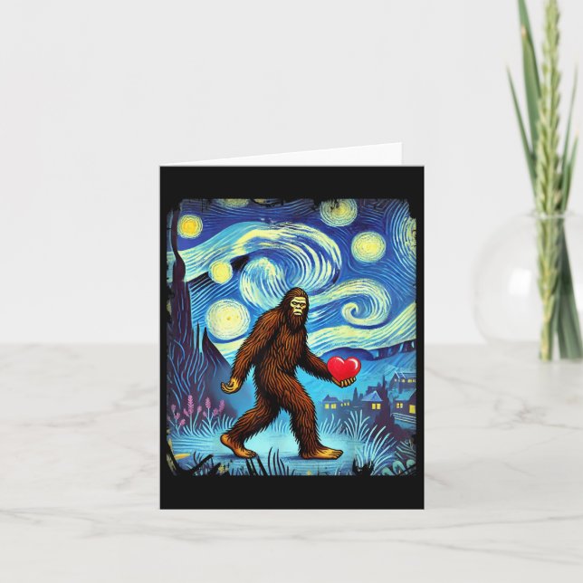 Funny Sasquatch Bigfoot Heart Valentines day Boys Kort (Framsida)