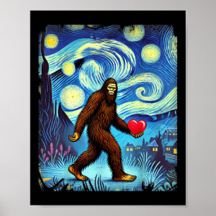 Funny Sasquatch Bigfoot Heart Valentines day Boys Poster