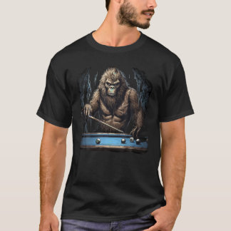 Funny Sasquatch Bigfoot spelar upp Billiards T Shi Shirt