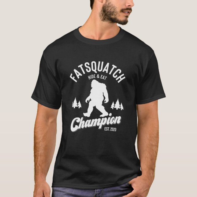 Funny Sasquatch Fatsquatch Gömmer och Eat Champion T Shirt (Framsida)