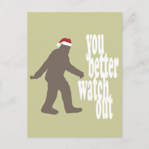 Funny Sasquatch jultomten Helg Vykort