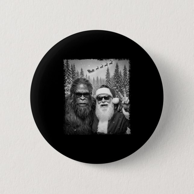 Funny Sasquatch Meme Cool Selfie With Santa Christ Knapp (Framsida)