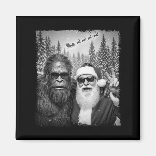 Funny Sasquatch Meme Cool Selfie With Santa Christ Magnet (Framsidan)