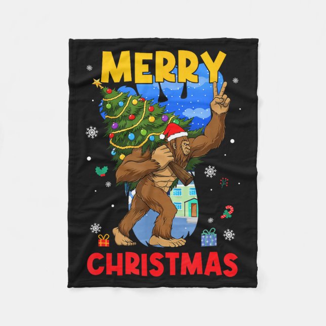 Funny Sasquatch Santa Bigfoot Christmas Tree Xmas  Fleecefilt (Framsidan)