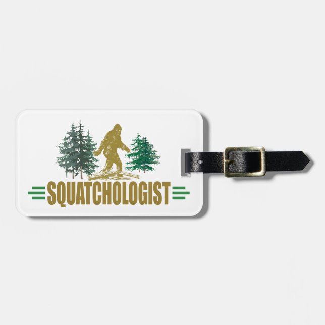 Funny Sasquatch, Squatchin, Squatching, Believer Bagagebricka (Horisontell Framsida)