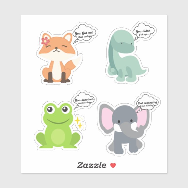 Funny Sassy Cute Animal Quotes Klistermärken (Ark)