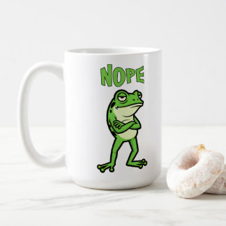 Funny Sassy Frog Nope, Grumpy Toads Cartoon Illus Kaffemugg