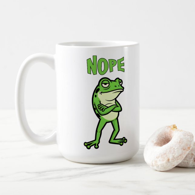 Funny Sassy Frog Nope, Grumpy Toads Cartoon Illus Kaffemugg (Med munk)