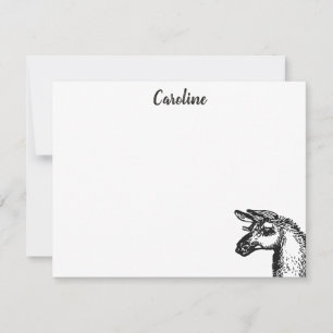 Funny Sassy No Drama Llama Teckning Black and Whit Anteckningskort