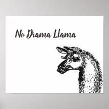Funny Sassy No Drama Llama Teckning Black and Whit