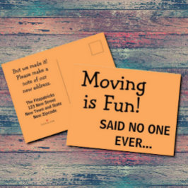 Funny Sassy Sarcasm Orange Flytta Announcement Vykort
