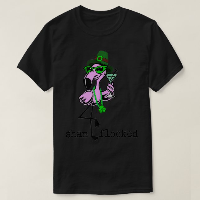 Funny Sassy Sham Flocko St patrick's day Flamingo T Shirt (Design framsida)