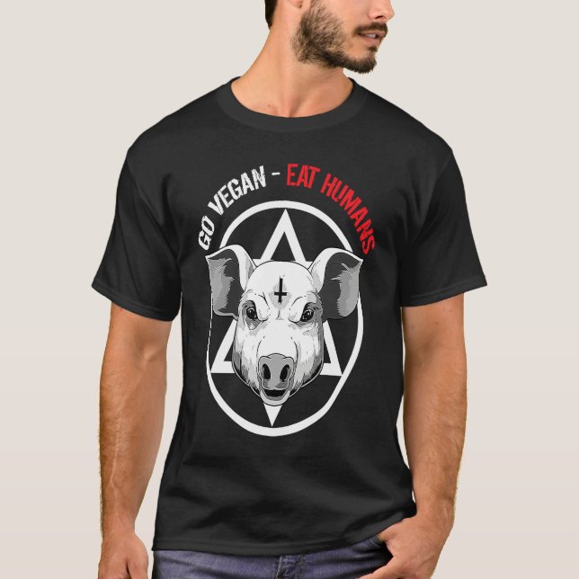 Funny Satan Pig Vegan Animal Lover T Shirt (Framsida)