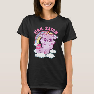 Funny Satanic Hail Satan Kitten Cute Rainbow Cat T Shirt