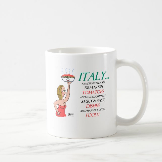 Funny Saucy Spicy Italy Women and Food Tecknad Kaffemugg (Höger)
