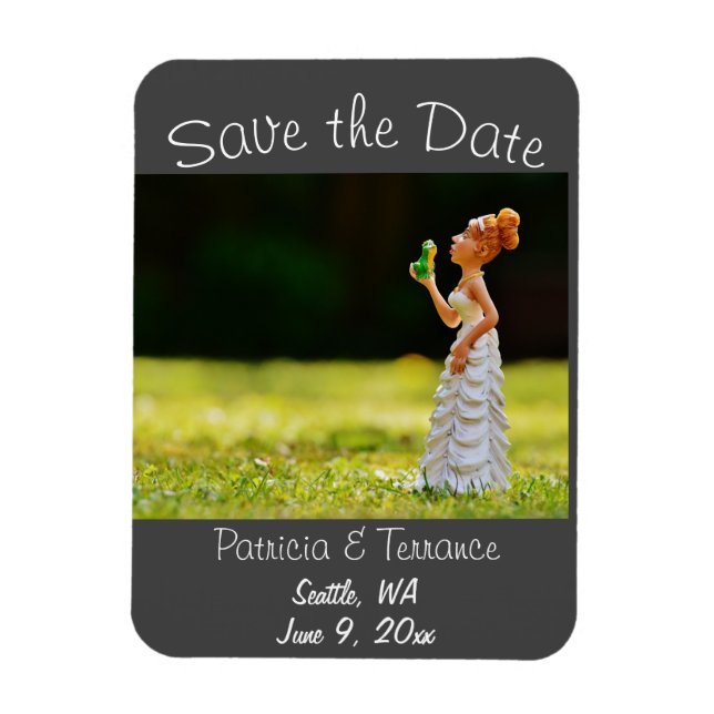 Funny Save Date Princess Frog Magnet (Vertikal)