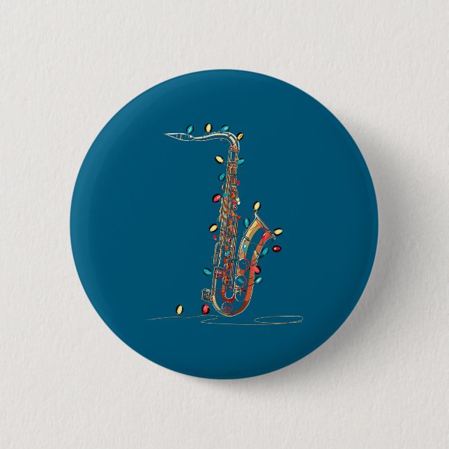 Funny Saxophone Christmas Graphics Lights Lover Pl Knapp (Framsida)
