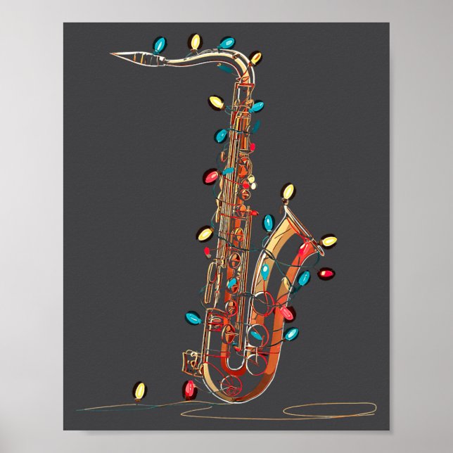 Funny Saxophone Christmas Graphics Lights Lover Pl Poster (Framsidan)