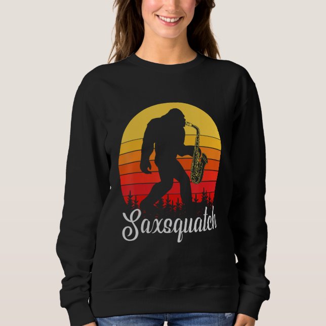 Funny Saxophone Design, Saxsquatch, Sci-Fi Woodwin T Shirt (Framsida)