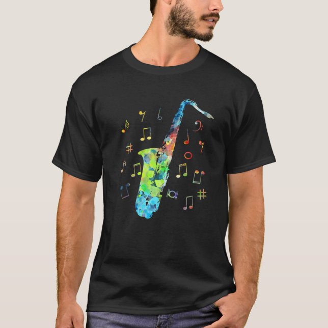 Funny Saxophone Musician Jazz Music Lover Colorful T Shirt (Framsida)