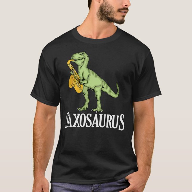 Funny Saxophone Player Dinosaur Kids Saxosaurus T Shirt (Framsida)