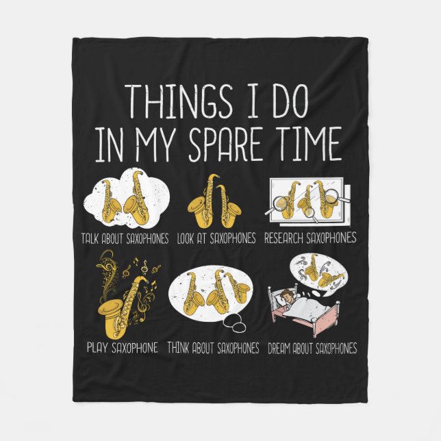 Funny Saxophone Player Gift Manar Jazz Music Fleecefilt (Framsidan)