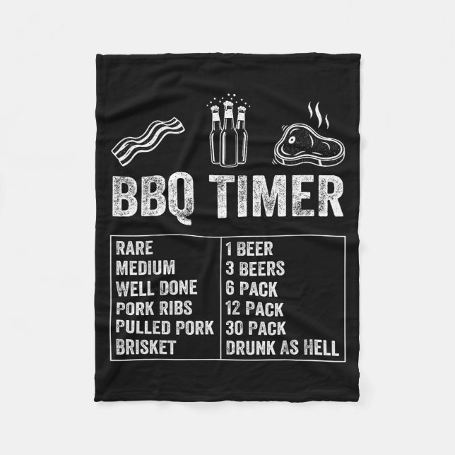 Funny Saying Bbq Timer Beer Grill Dad Barbecue Dri Fleecefilt (Framsidan)
