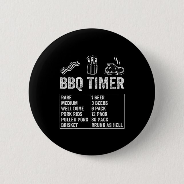 Funny Saying Bbq Timer Beer Grill Dad Barbecue Dri Knapp (Framsida)