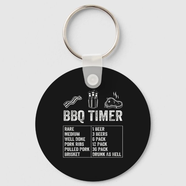 Funny Saying Bbq Timer Beer Grill Dad Barbecue Dri Nyckelring (Framsida)