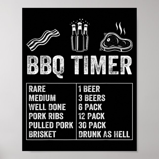 Funny Saying Bbq Timer Beer Grill Dad Barbecue Dri Poster (Framsidan)