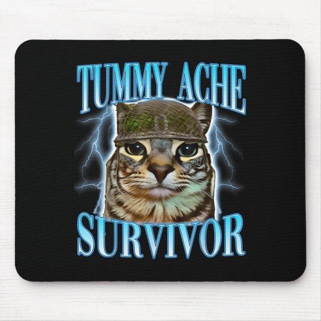 Funny Saying Cats Tummy Ache Survivor Cat Meme Hum Musmatta (Framsidan)