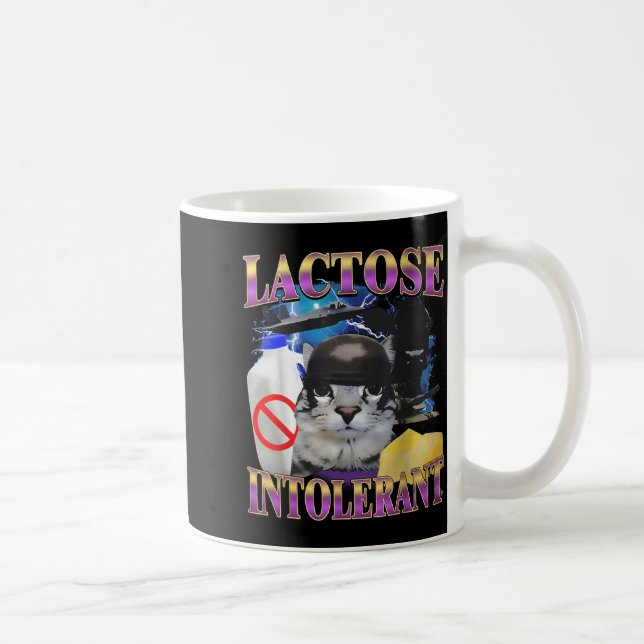 Funny Saying Lactose Intolerant Silly Cat Meme Cat Kaffemugg (Höger)