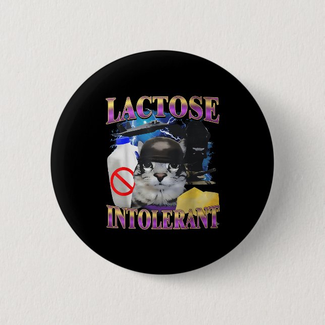 Funny Saying Lactose Intolerant Silly Cat Meme Cat Knapp (Framsida)