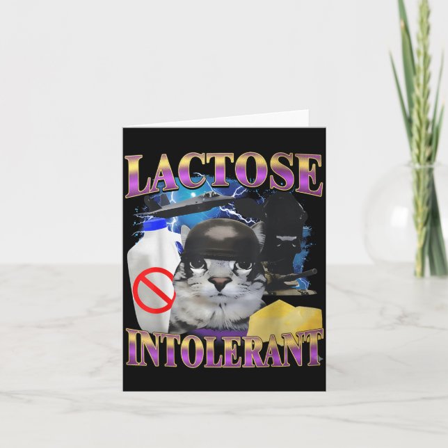 Funny Saying Lactose Intolerant Silly Cat Meme Cat Kort (Framsida)