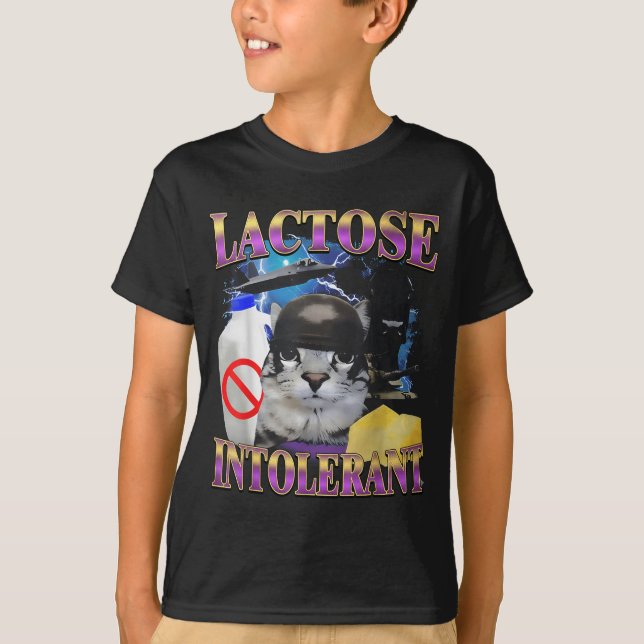 Funny Saying Lactose Intolerant Silly Cat Meme Cat T Shirt (Framsida)