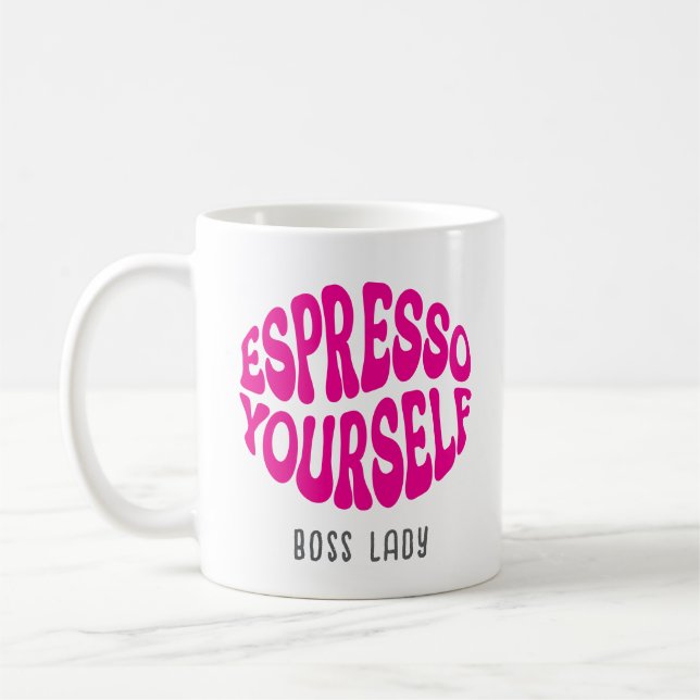 Funny Saying Modern Espresso Yourself Retro Name Kaffemugg (Vänster)