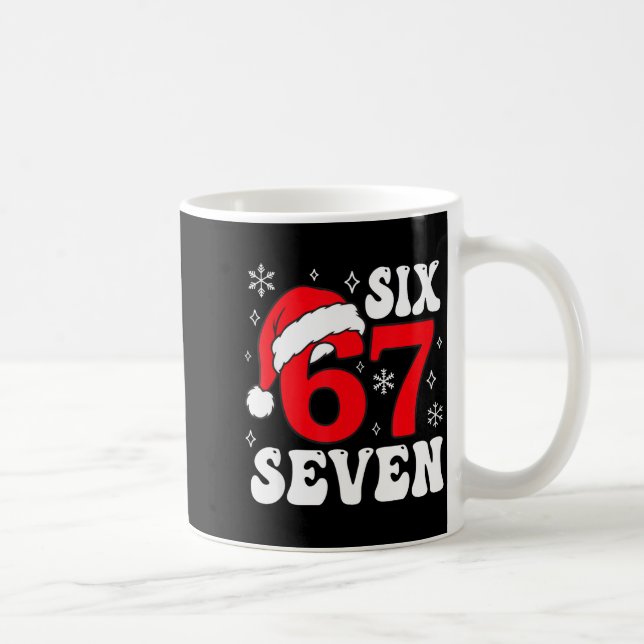 Funny Saying Six Seven Christmas 67 Meme Xmas Boys Kaffemugg (Höger)