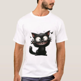 Funny Scaredy Cat Wild Grin Halloween ✨🐾 T Shirt